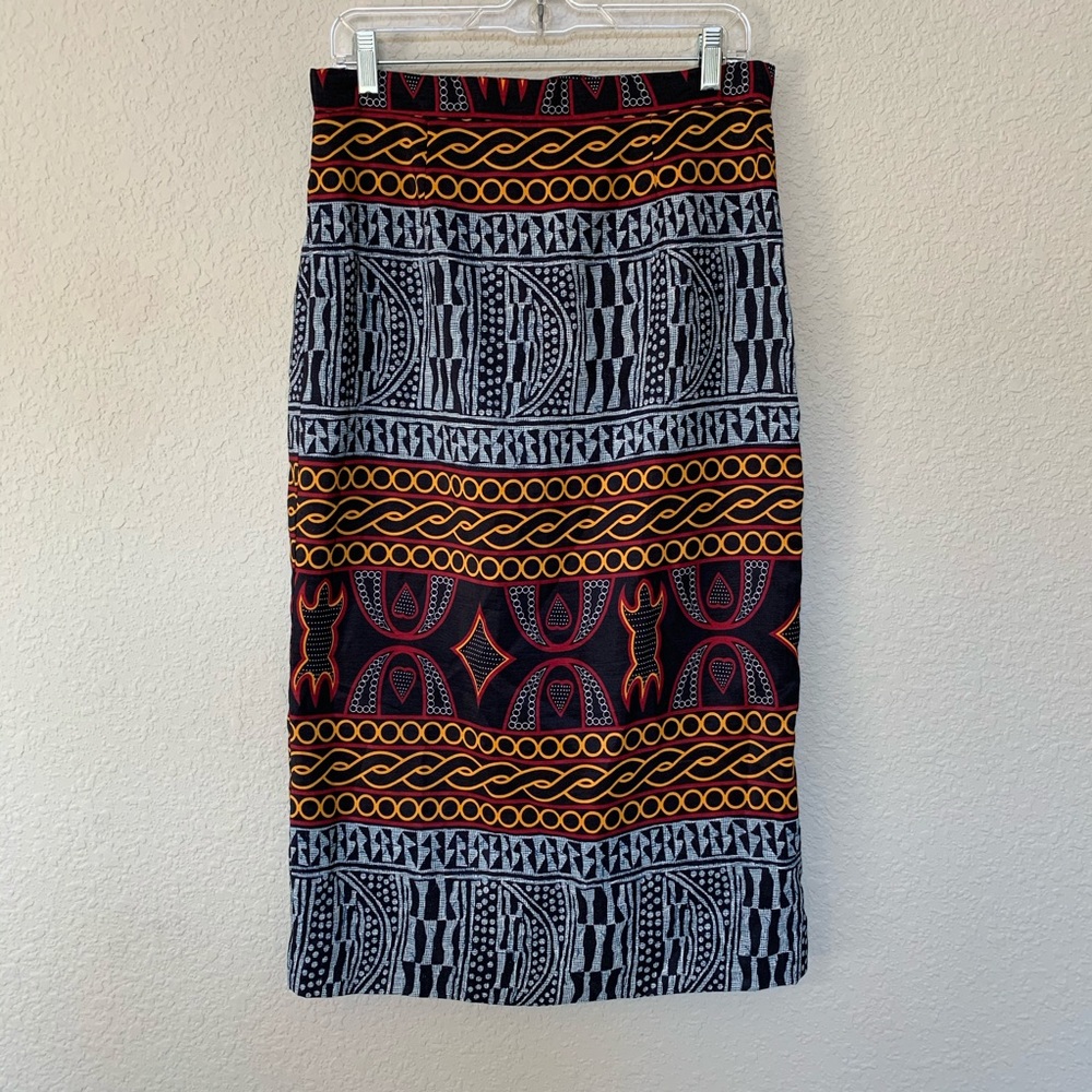 Tribal Print Midi Skirt
